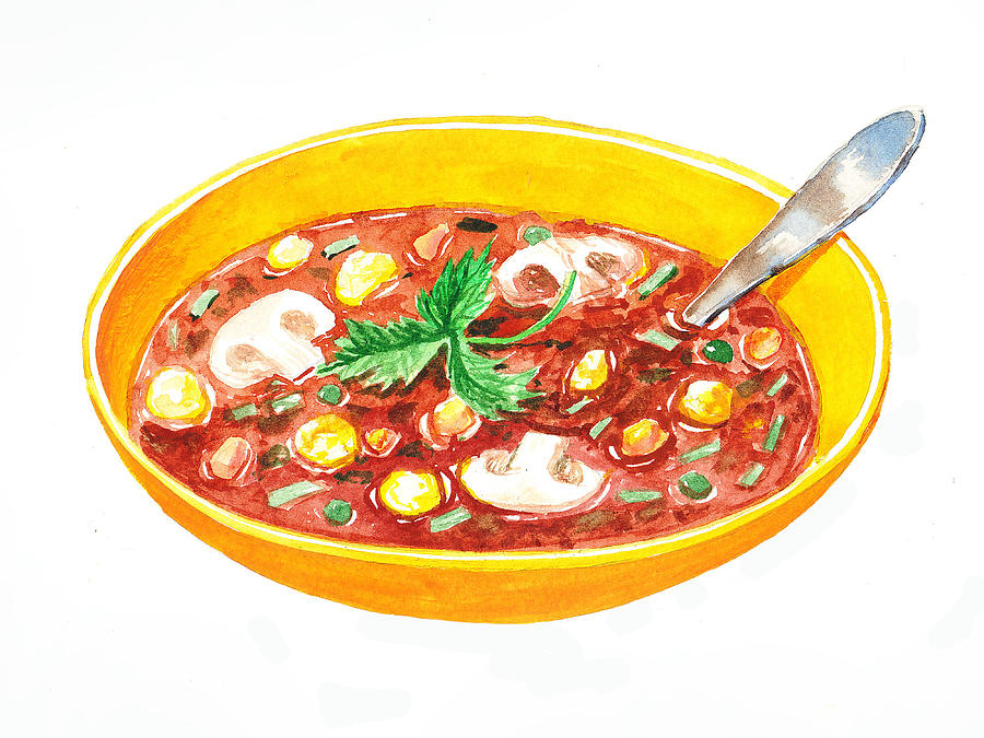 Still Life Painting - Bon Appetit A Bowl Of Soup by Irina Sztukowski