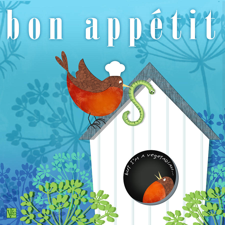 Bird Digital Art - Bon Appetit by Valerie Drake Lesiak