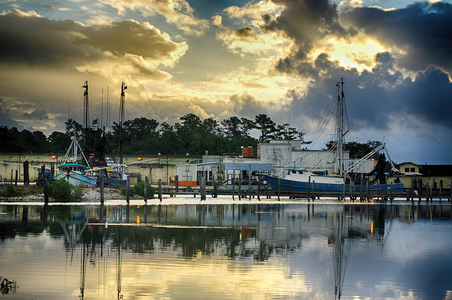 Bon Secour Fishery Sunrise Digital Art by Michael Thomas | Fine Art America