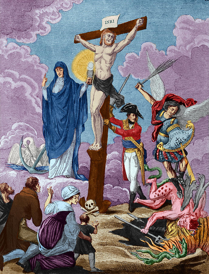Madonna Photograph - Bonaparte, Restorer Of Religion And Supporting The Cross, Allegory On The Concordat, 1802 Coloured by French School
