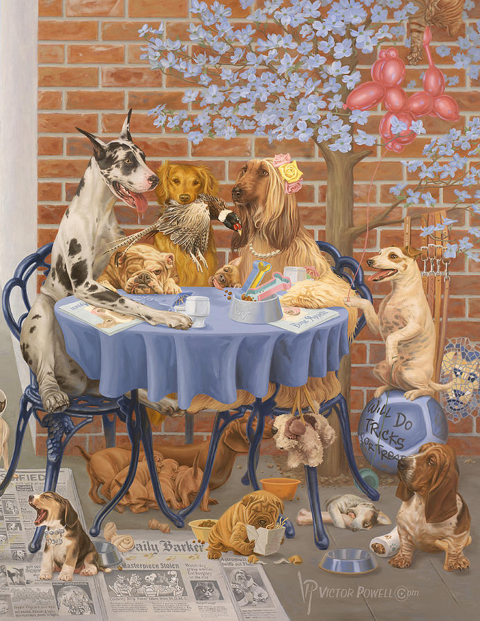 Dog Painting - Bone Appetit Restaurant by Victor Powell