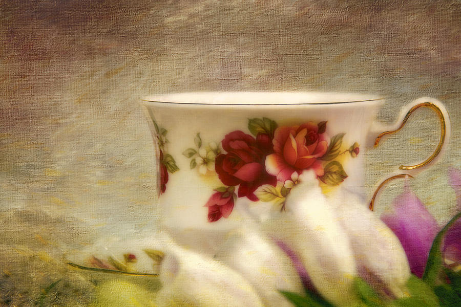 Bone China Teacup and Foxgloves Photograph by Peggy Collins
