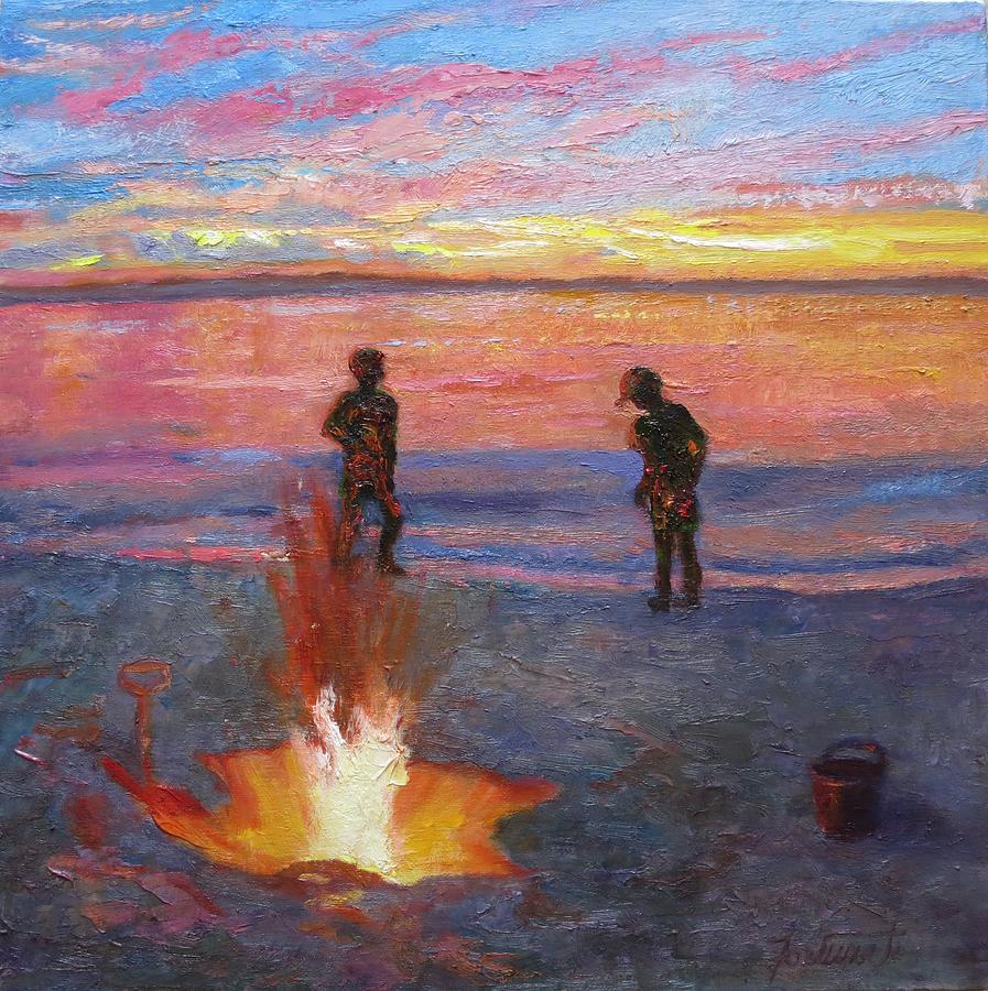 Sunset Painting - Bonfire by Marian Fortunati