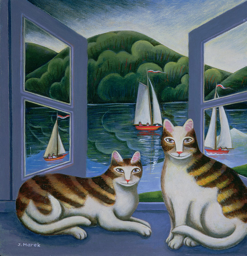 Cat Photograph - Bonny And Clyde Oil On Board by Jerzy Marek