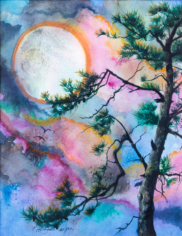 Bonsai Moon Painting by Patricia Allingham Carlson