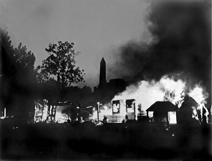 Washington D.c. Photograph - Bonus Army Camp Fires by Underwood Archives