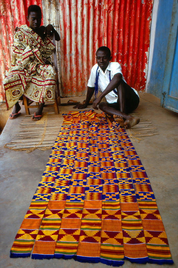 Bonwire, Ghana - two kente cloth weavers Photograph by Owen Franken