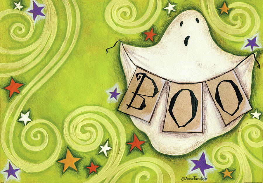 Fall Painting - Boo Ghost by Anne Tavoletti