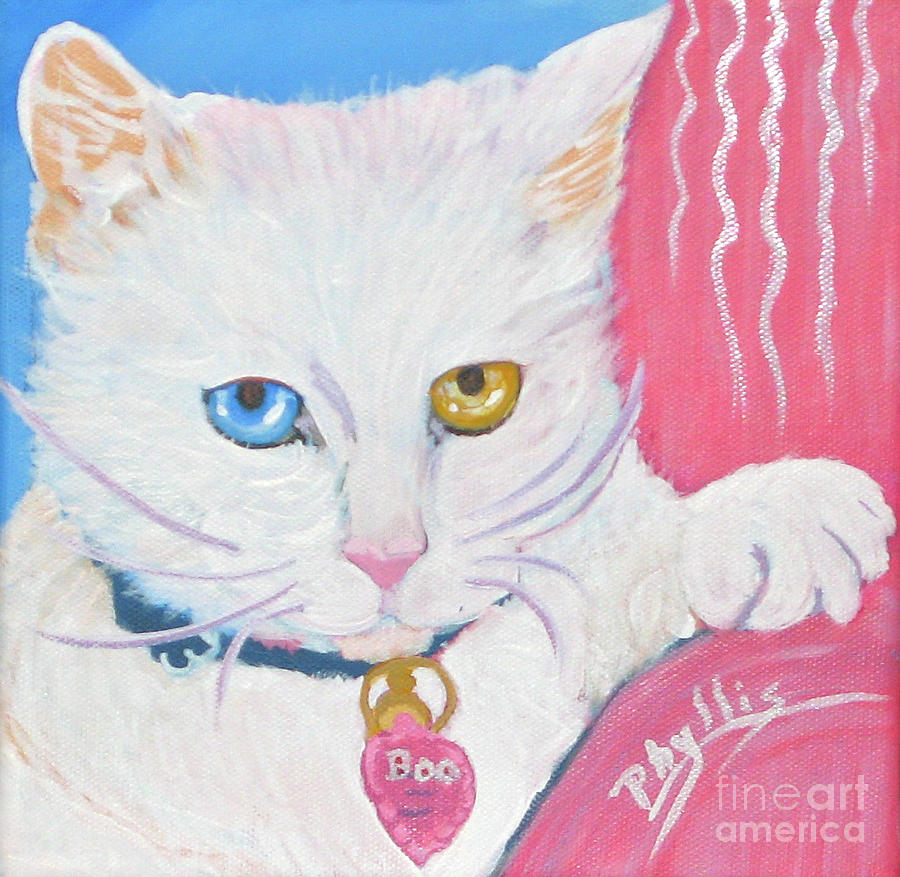 Blue Eye Painting - Boo Kitty by Phyllis Kaltenbach