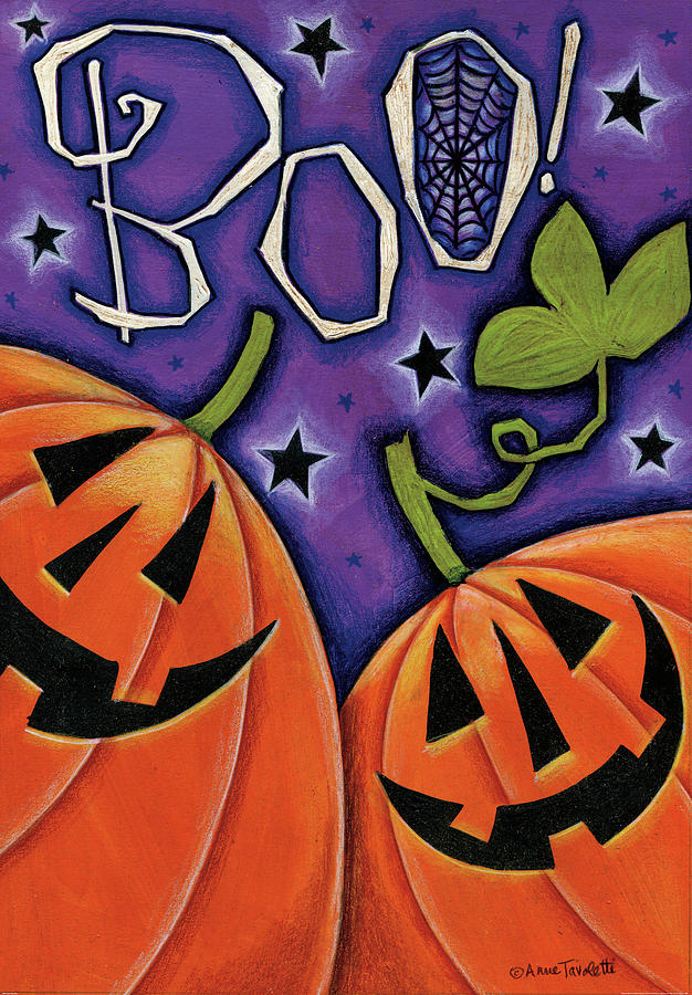 Fall Painting - Boo Pumpkins by Anne Tavoletti