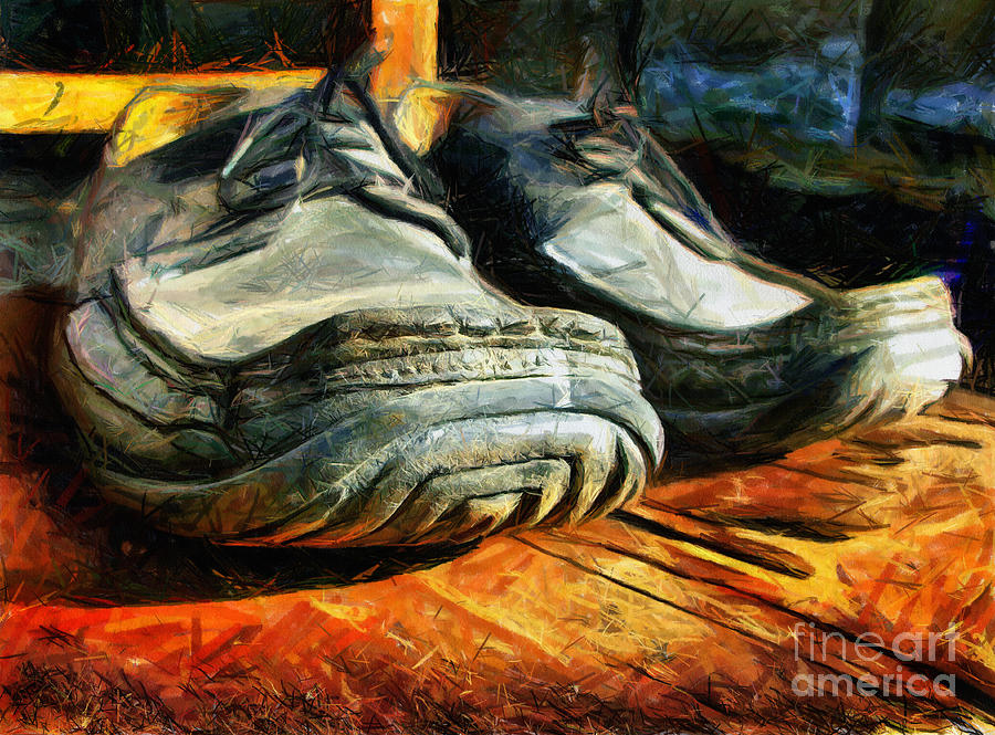Boogie Shoes - Walking story - Drawing Mixed Media by Daliana Pacuraru