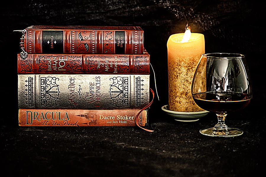 Book Photograph - Books and Brandy by Jacque The Muse Photography