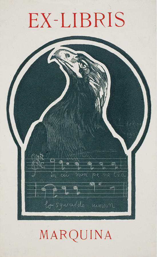 Eagle Drawing - Book-plate Ex Libris Marquina by Alexandre de Riquer