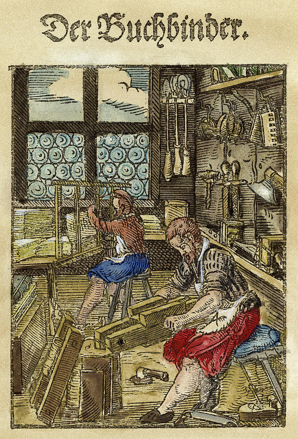 Bookbinder, 1568 Painting by Granger