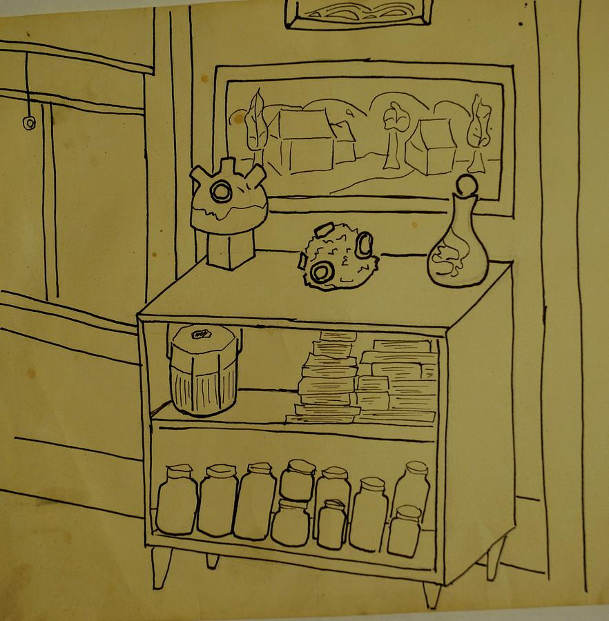 Bookcase Drawing by Erika Jean Chamberlin
