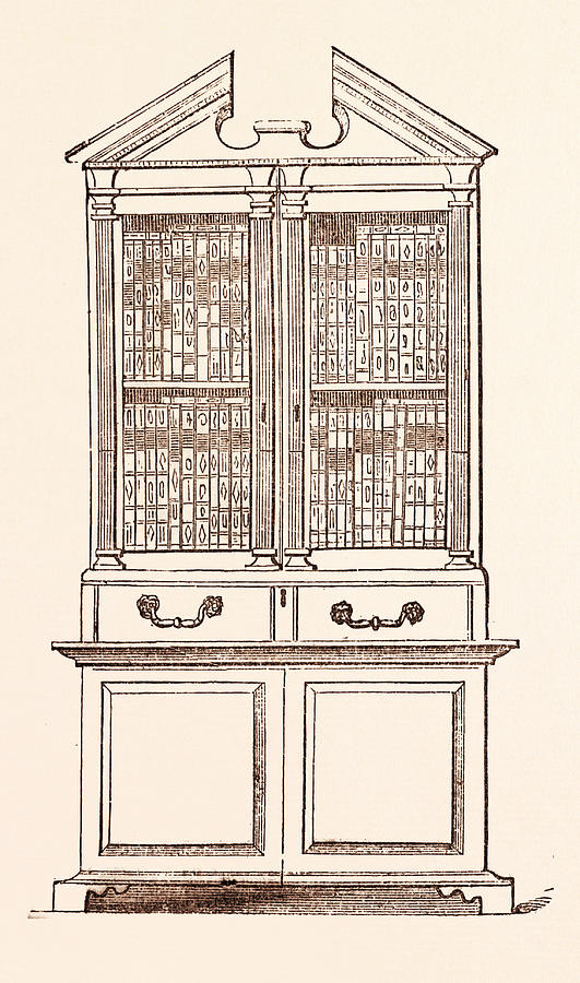 Vintage Drawing - Bookcase G.f. Handel. Georg Friedrich Handel by English School