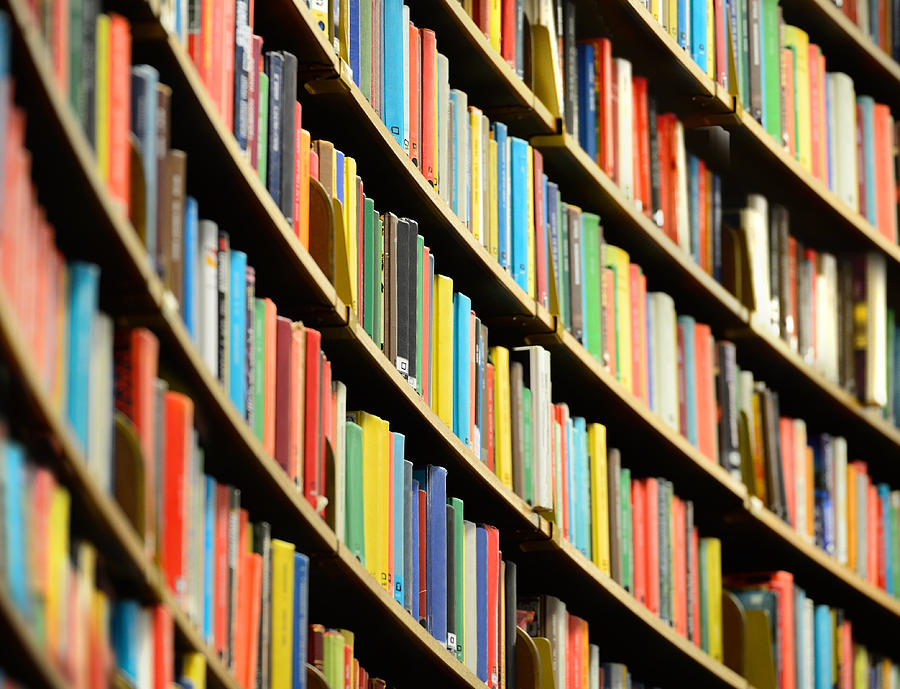 Bookshelf inside Stockholm Public Library Photograph by Olaser