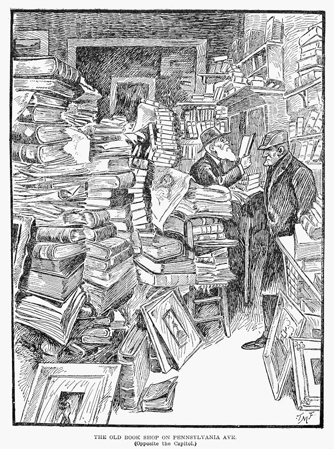 Bookshop, 1902 Drawing by Granger