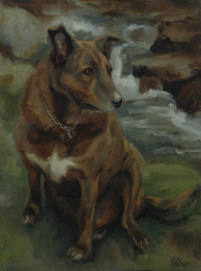 Shepherd Mix Painting - Boomer by Pet Whimsy  Portraits