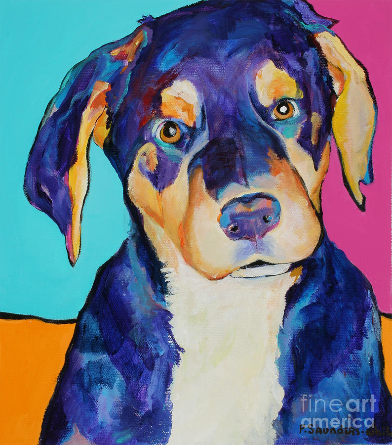 Rottweiler Pup Painting - Boone by Pat Saunders-White