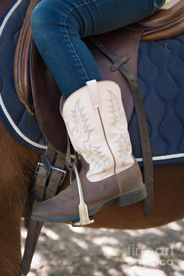 Boot Photograph - Boot In Stirrup by Gillian Vann