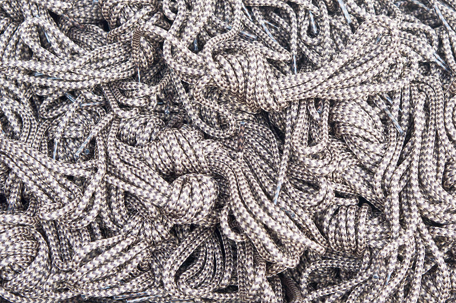 Rope Photograph - Boot laces by Tom Gowanlock