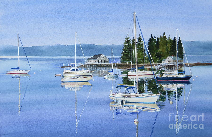 Summer Painting - Boothbay Harbor Reflections by Karol Wyckoff