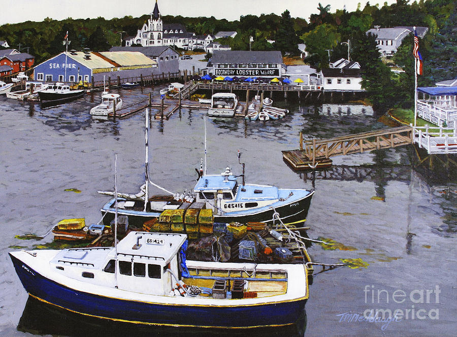 Boothbay Harbor Painting - Boothbay Lobster Wharf by Thomas Michael Meddaugh