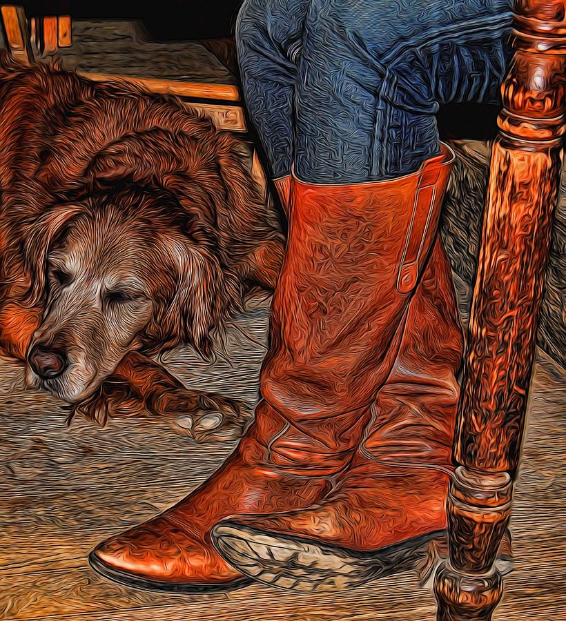 Boots and Buddy Painted Photograph by Judy Vincent