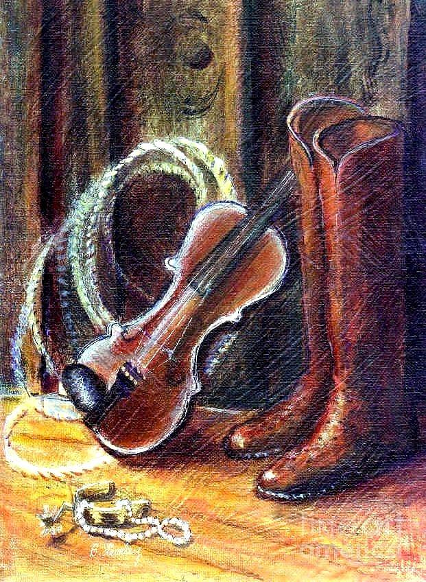 Boots and Pearls Painting by Barbara Lemley