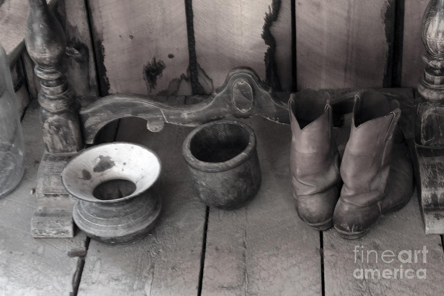 Boots and Spittoon Photograph by Steven Parker