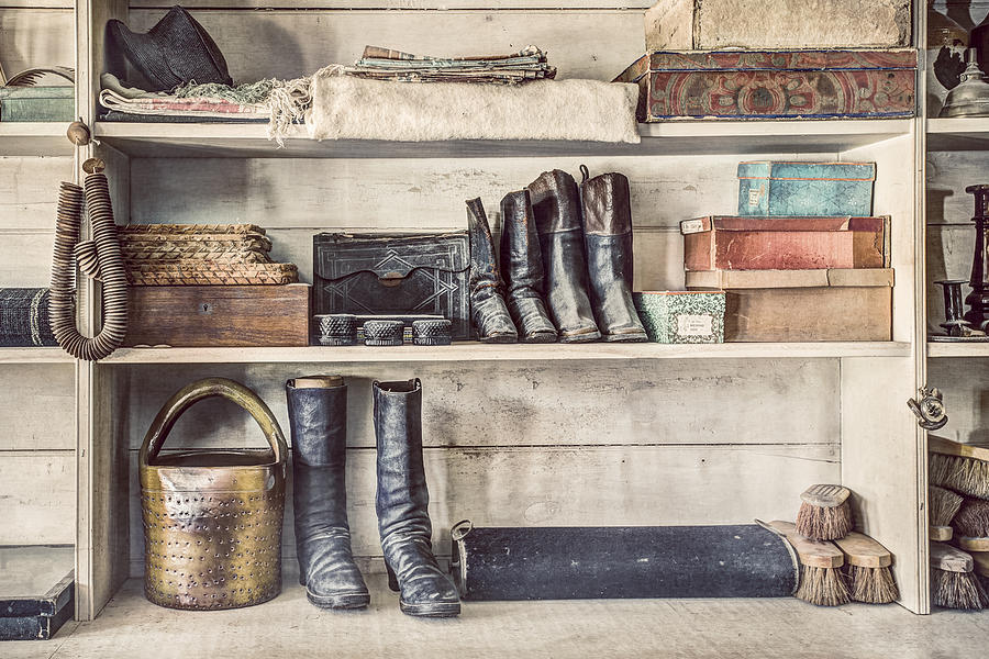 Vintage Photograph - Boots and Things - Old General Store by Gary Heller