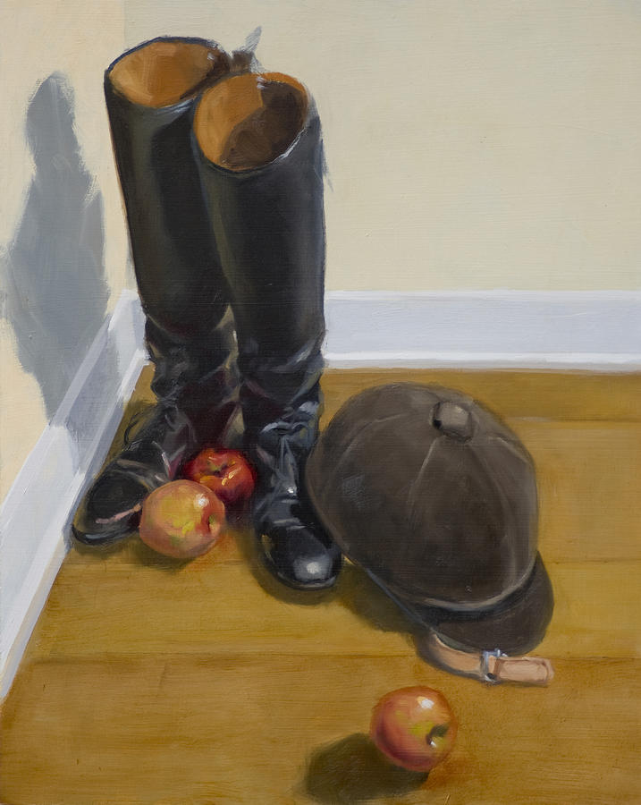 Boot Painting - Boots Apples and Hard Hat by Jane  Cozart