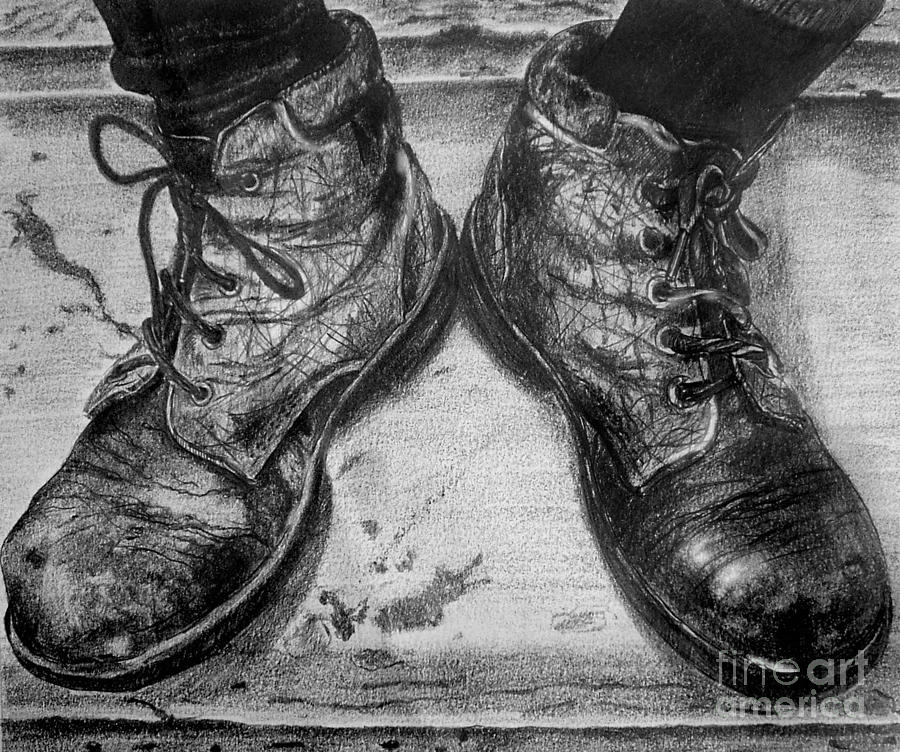 Boot Drawing - Boots by Russ Murry