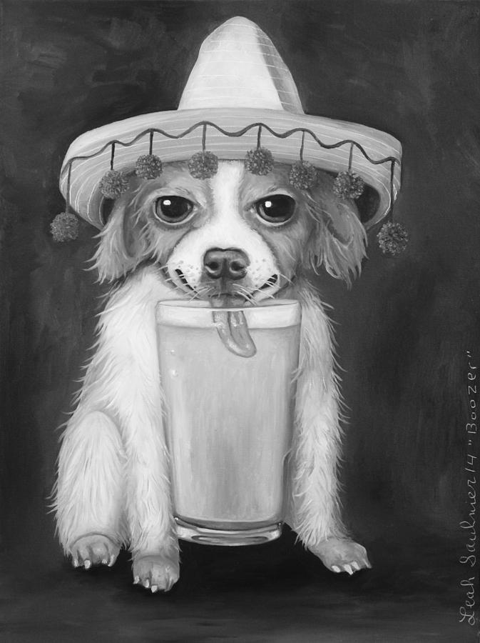 Boozer bw Painting by Leah Saulnier The Painting Maniac