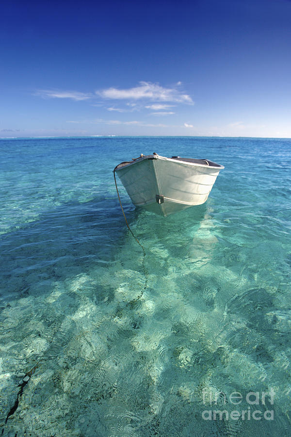 Bora Bora White boat Photograph by M Swiet Productions
