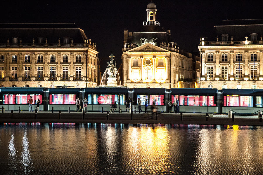 Train Photograph - Bordeaux Lights at Night by Jennifer Lycke