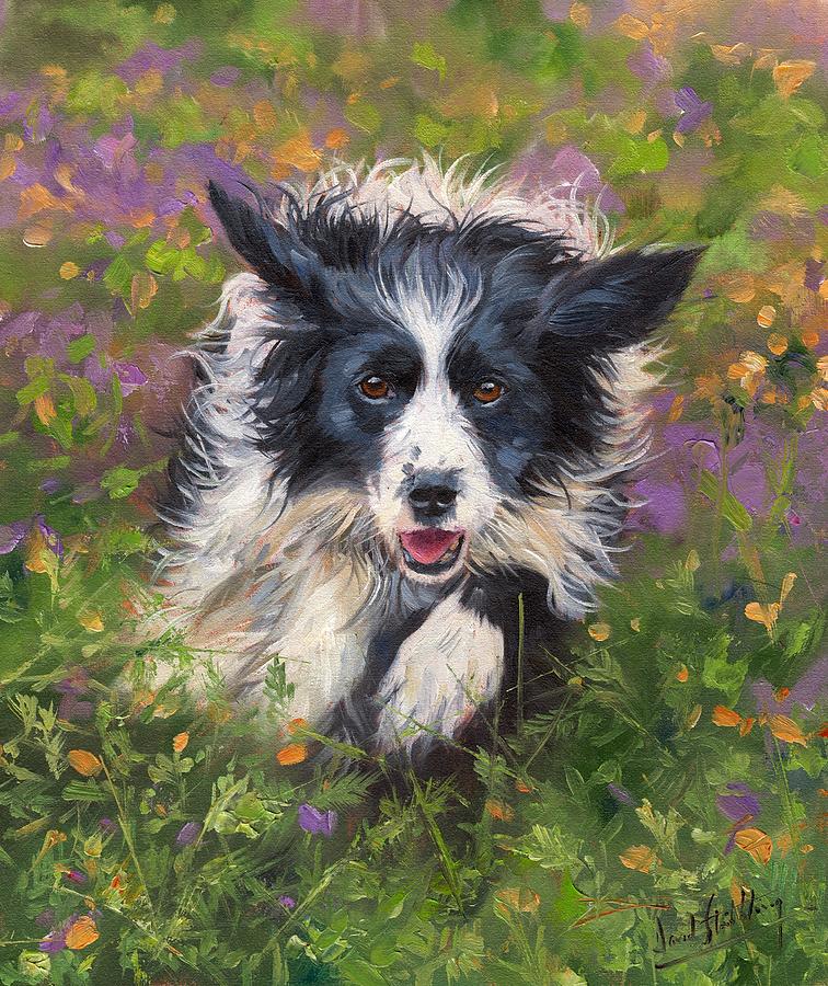 Border Collie Painting by David Stribbling
