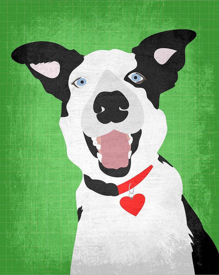 Let's Go Digital Art - Border Collie with Heart by Ginger Oliphant