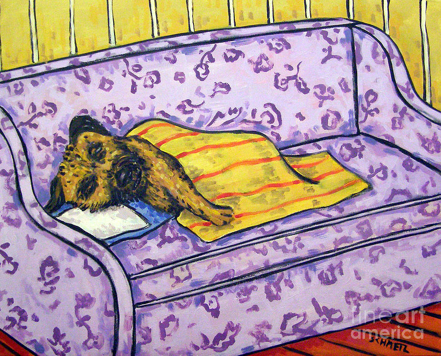 Abstract Painting - Border Terrier Taking a Nap by Jay  Schmetz