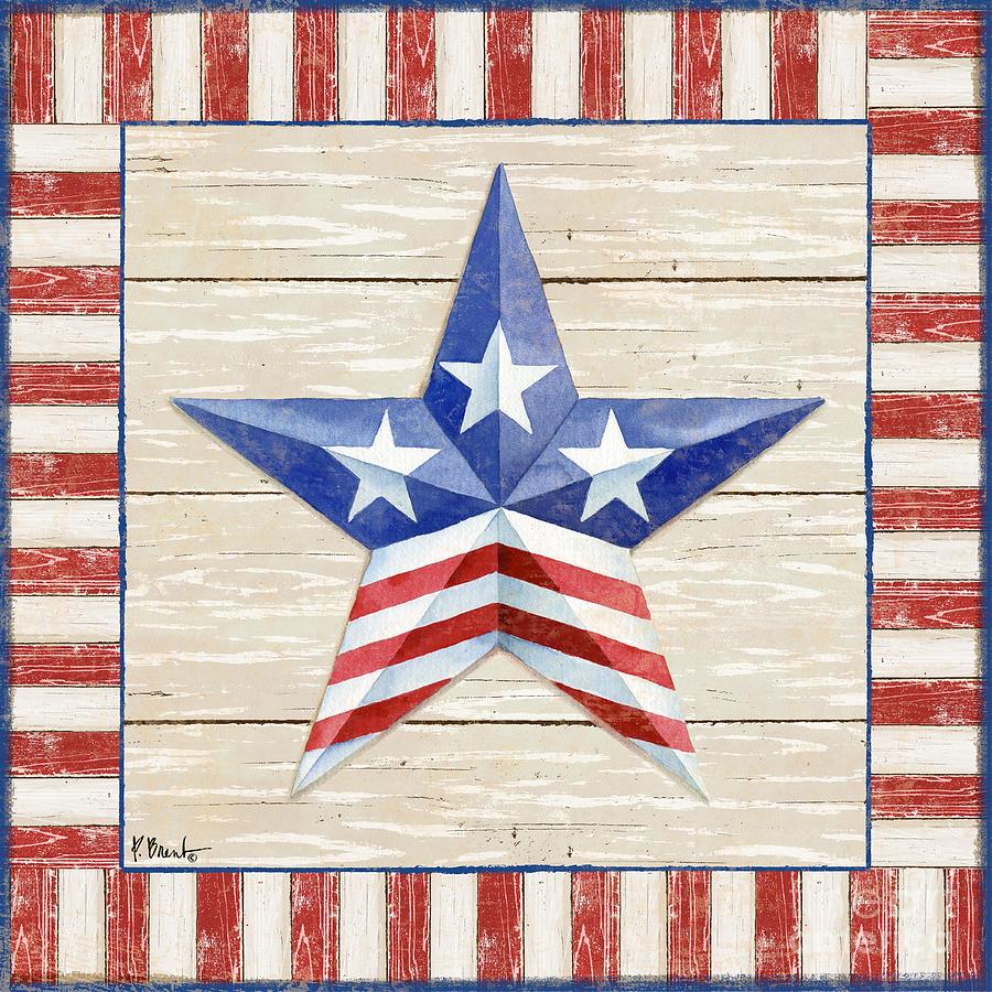 America Painting - Bordered Patriotic Barn Star II by Paul Brent
