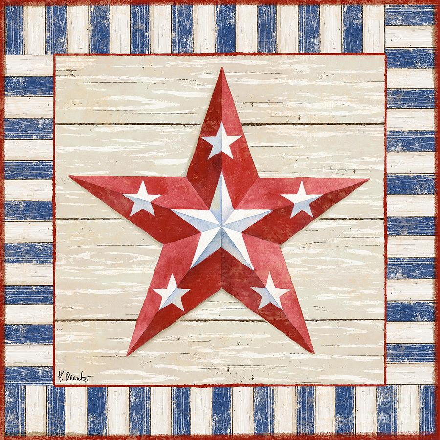 America Painting - Bordered Patriotic Barn Star IV by Paul Brent