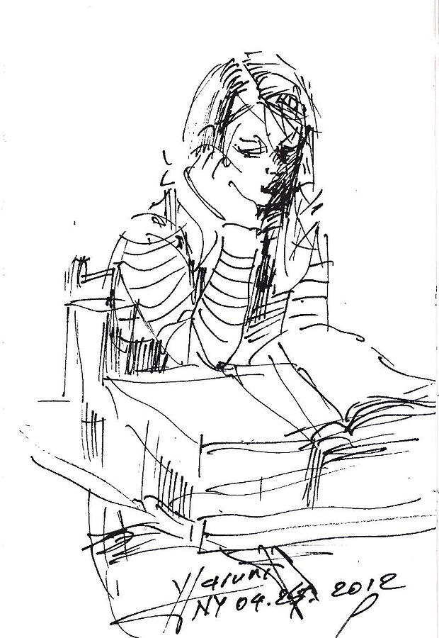 Girl Studying Drawing - Bored by Ylli Haruni