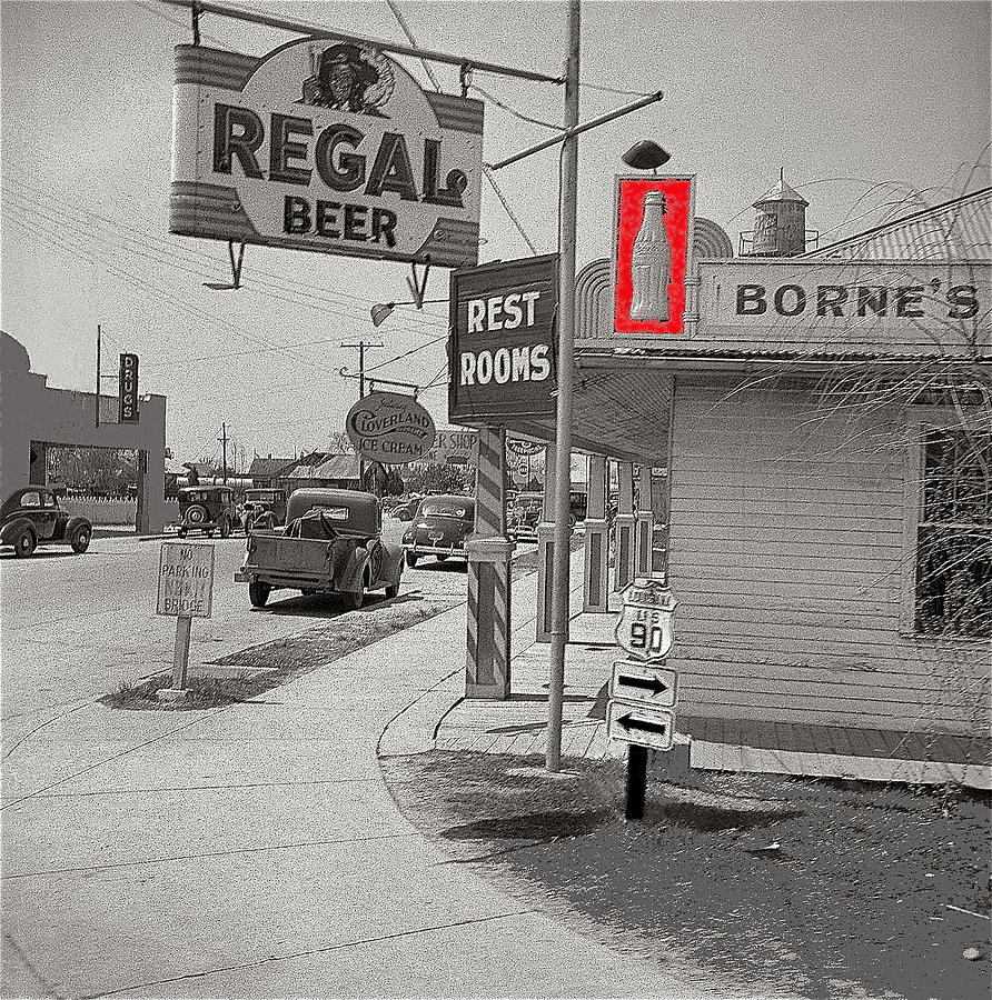 Bornes Coca-Cola sign Raceland Louisiana  John Vachon photo  March 1943-2014 Photograph by David Lee Guss