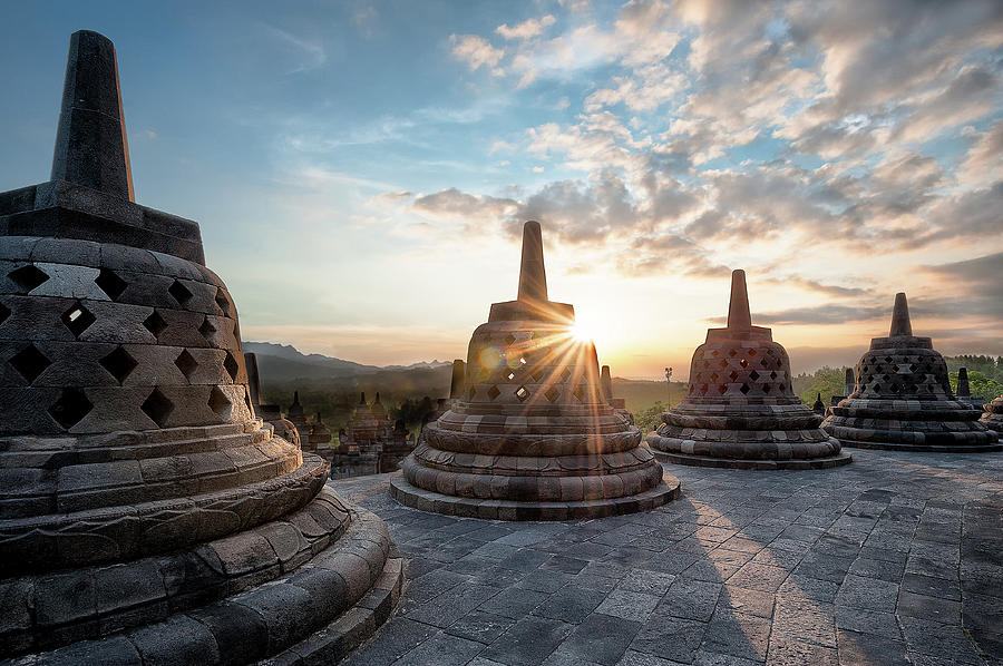 Borobudur During Golden Hour Photograph by The Trinity
