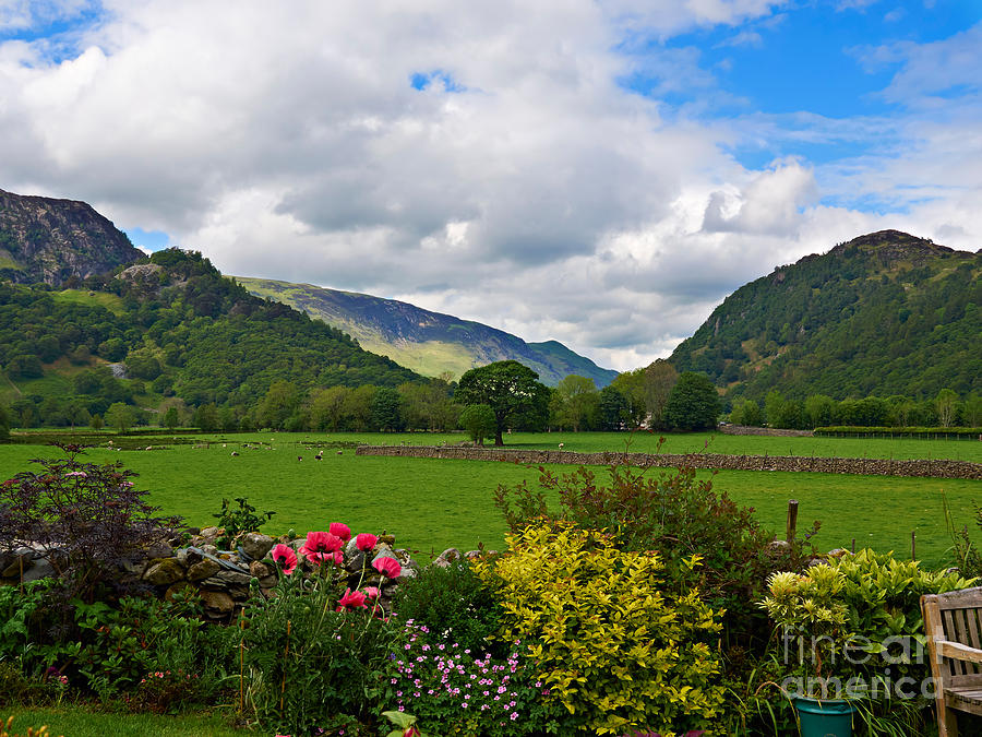 Borrowdale from a pretty garden in Rosthwaite Photograph by Louise Heusinkveld