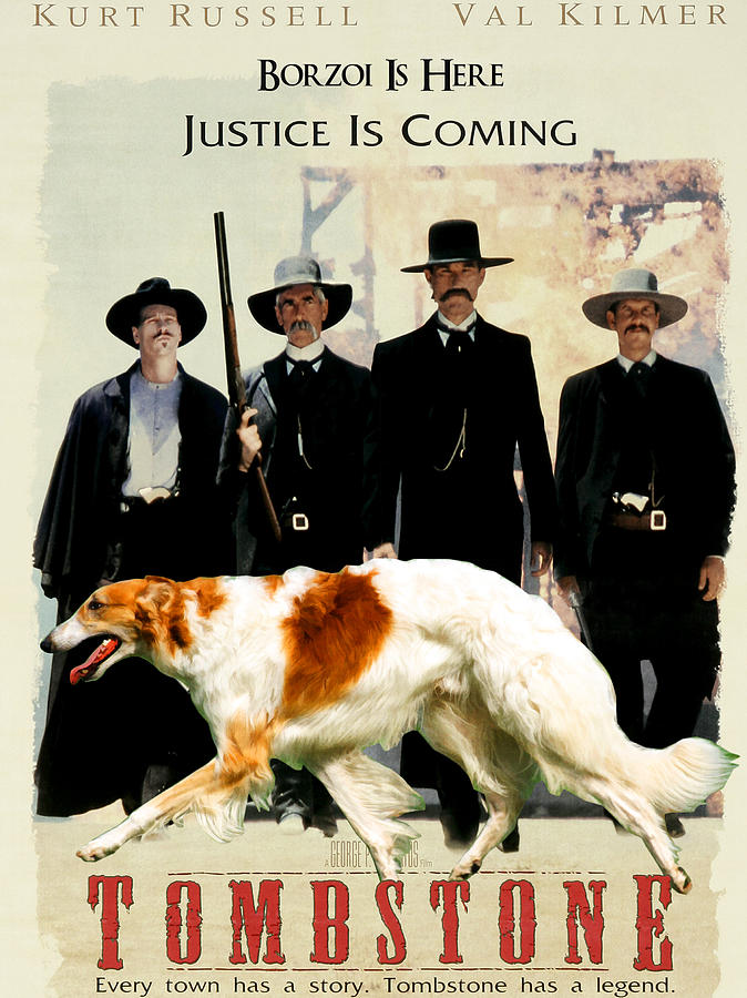 Dog Painting - Borzoi Art - Tombstone Movie Poster by Sandra Sij