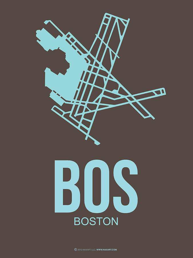 Boston Digital Art - BOS Boston Airport Poster 2 by Naxart Studio