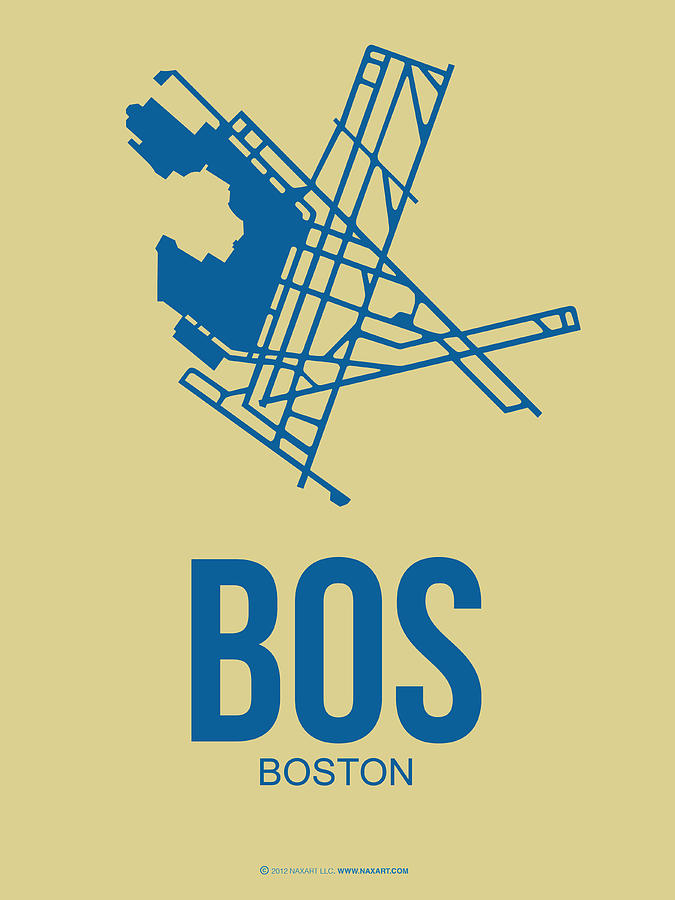 Boston Digital Art - BOS Boston Airport Poster 3 by Naxart Studio