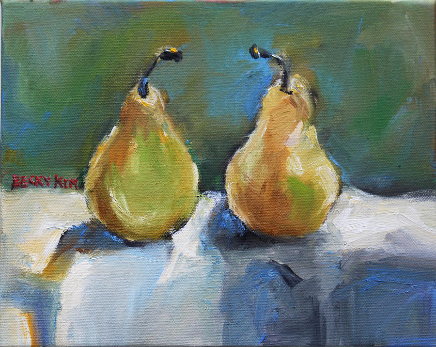 Still Life Painting - Bosc Pears by Becky Kim